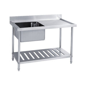 Stainless Steel Sink with Working Table and Ventilated Undershelf – Commercial Kitchen Utility Sink
