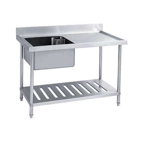 Stainless Steel Sink with Working Table and Ventilated Undershelf – Commercial Kitchen Utility Sink