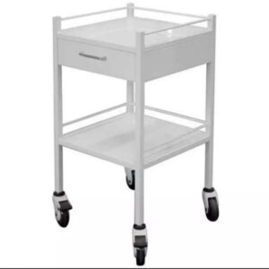 Stainless Steel Utility Trolley with Drawer and Bottom Shelf – Heavy Duty Wheels for Easy Mobility