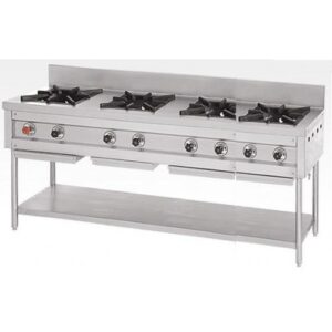 Long Body 4 Burner Gas Range – Heavy Duty Stainless Steel Cooking Range for Commercial Kitchens