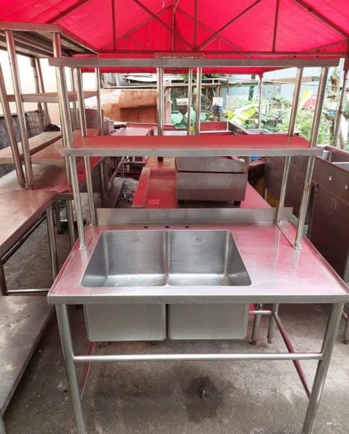 Stainless Steel Sink with Working Table and Ventilated Undershelf – Commercial Kitchen Utility Sink - Image 5