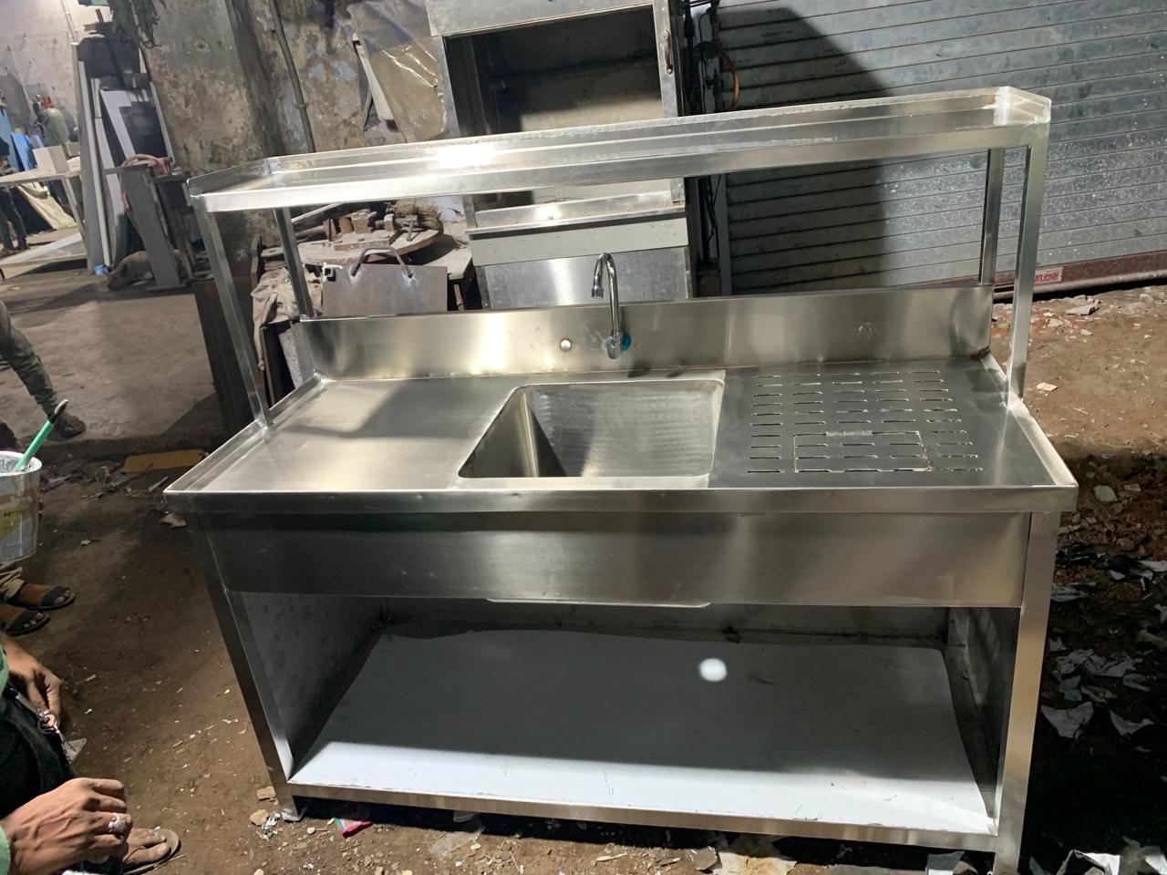 Stainless Steel Sink with Working Table and Ventilated Undershelf – Commercial Kitchen Utility Sink - Image 2